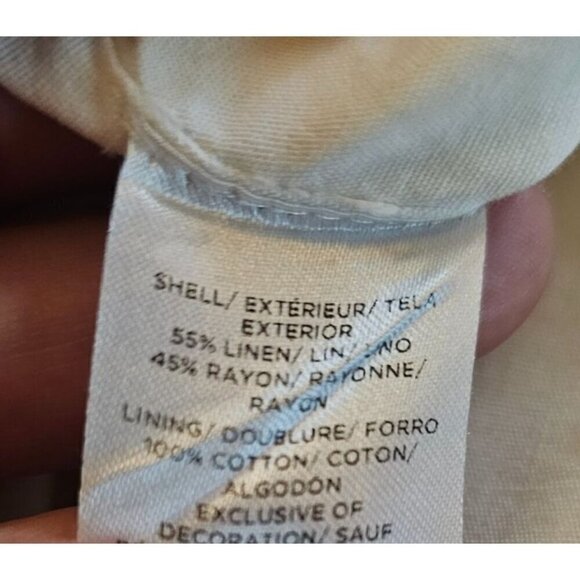 Ann Taylor White Embroidered Linen & Rayon Blend Summer Sleeveless Dress, 10 - Picture 6 of 7